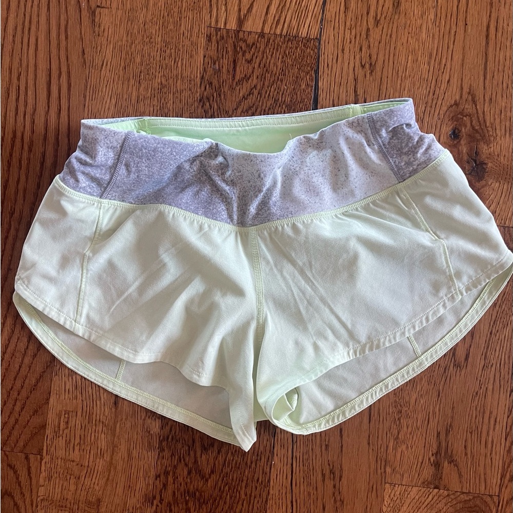 Women's Light lime green shorts with gray waistband